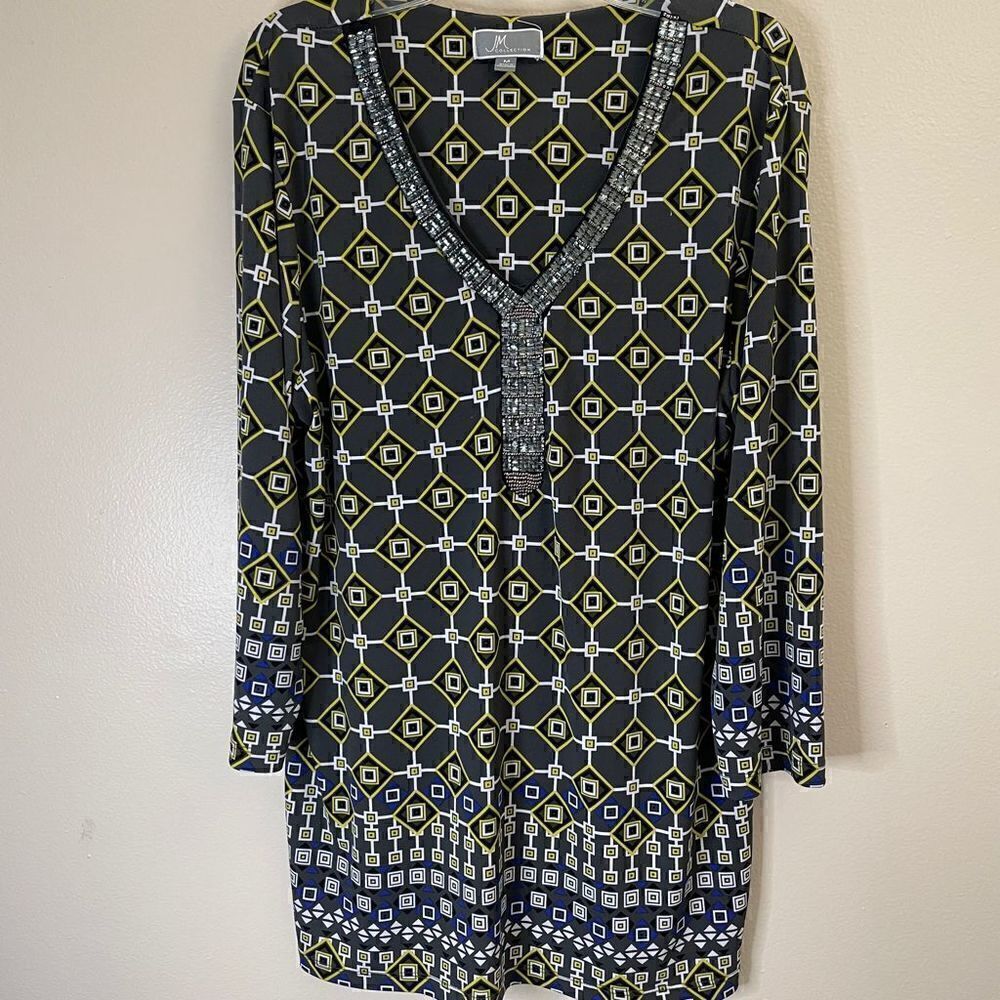 NEW! JM Collection| Medium| Soft| Flowy| Bollywood| Geometric print - Picture 10 of 14